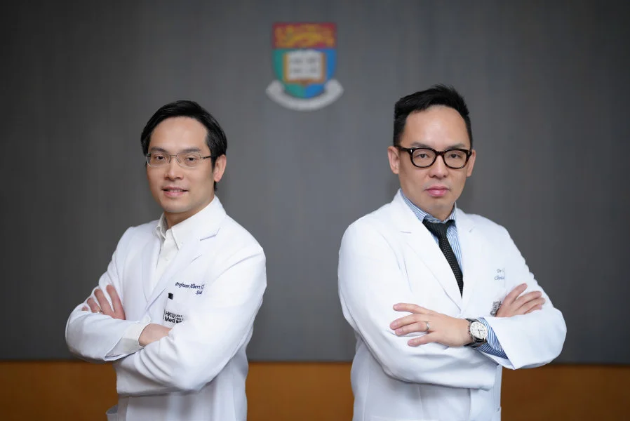 Professor Albert Chan Chi-yan (left) and Dr Chiang Chi-leung collaborate once more to develop the innovative ‘cocktail’ strategy—Locoregional therapy and immunotherapy (LRT-IO) approach. This method features three treatment stages: stereotactic beam radiotherapy (SBRT) with optional transarterial chemoembolisation (TACE), followed by immunotherapy (IO).  