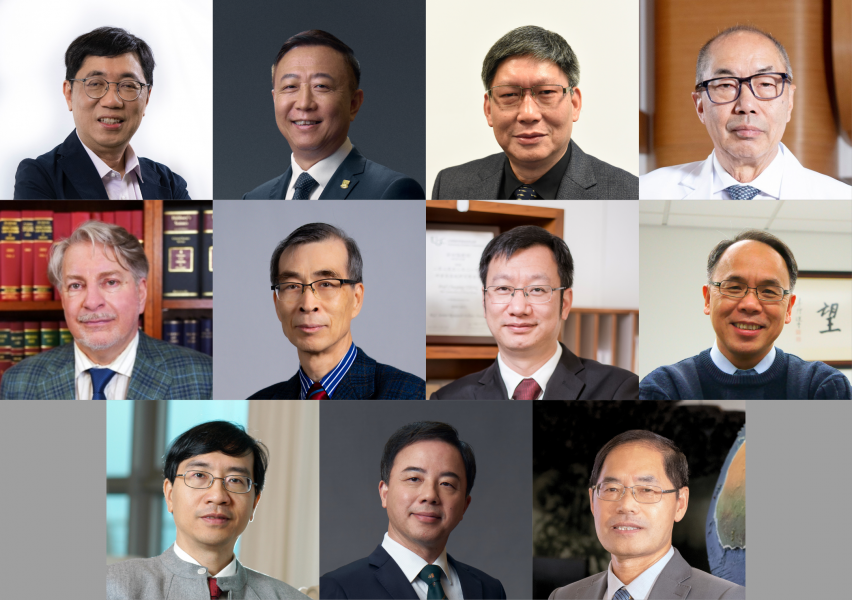  (upper row from left) Professor Chi-Ming CHE, Professor Peng GONG, Professor GUAN Yi, Professor Tak MAK (middle row from left) Professor Alec STONE SWEET, Professor Min SUN,  Professor Chuyang TANG, Professor Paul S. F. YIP (lower row from left) Professor Kwok-Yung YUEN, Professor Xiang ZHANG, Professor Guochun ZHAO