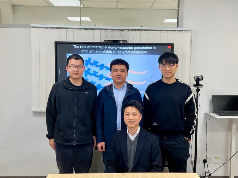 The HKU Mechanical Engineering research team. (Front) Professor Philip C.Y. Chow, (back from left) Mr Yu Guo, Dr Zhen Wang and Mr Xianzhao Liu