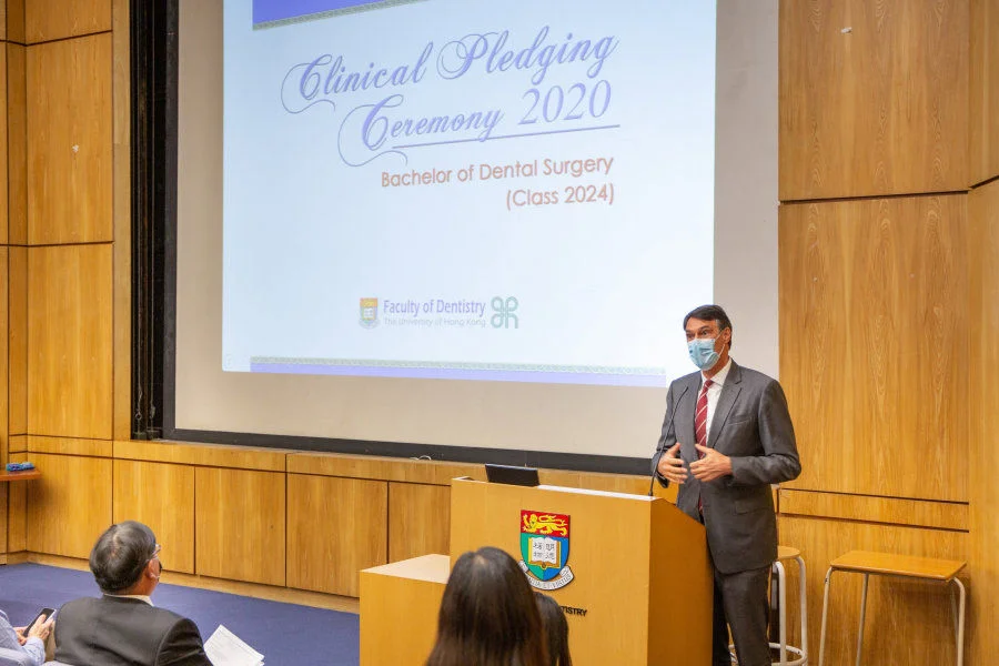Professor Thomas Flemmig, Dean of the Faculty of Dentistry delivers his welcome speech   