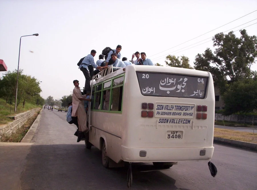A bus in Pakistan capital Islamabad showing all male passengers (Photo credit: Dr Muhammad Adeel)