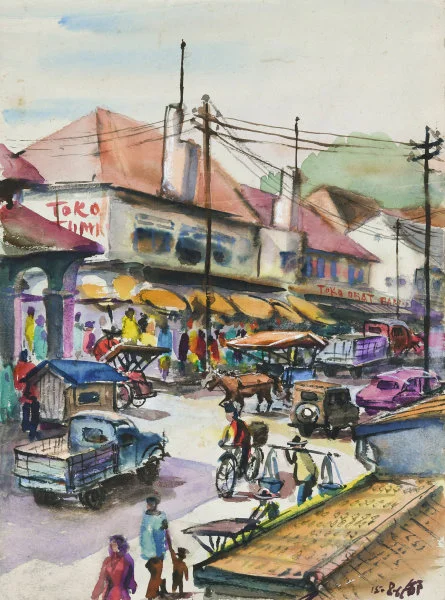 Market Eddie Chau (1945–2020) 1966 25 x 33 cm Watercolour Gift of Eddie Chau’s Family HKU.P.2024.2659.45