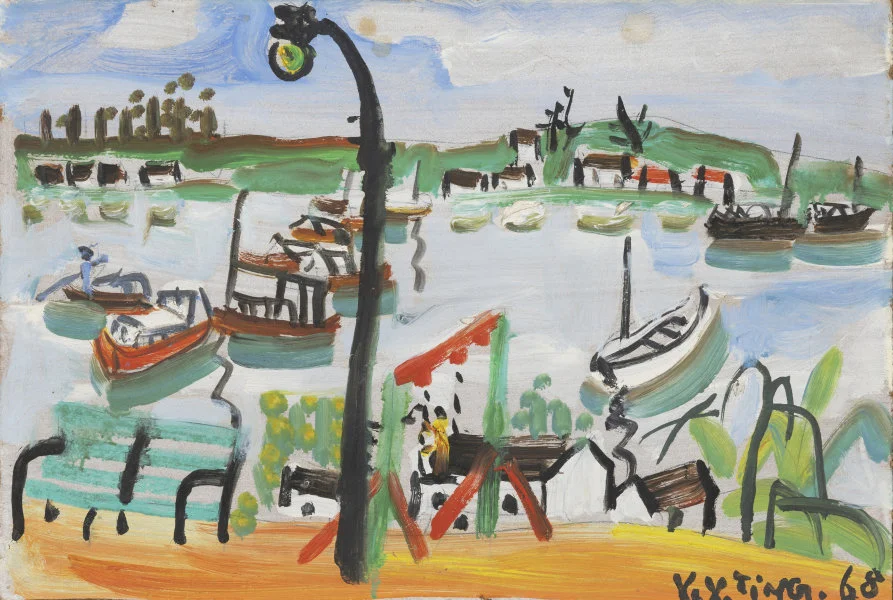 Sai Kung Seaside  Oil on board    H.29.5 x W.44.3 cm 1968 HKU.P.1997.1172 Gift of the HKU Museum Society  