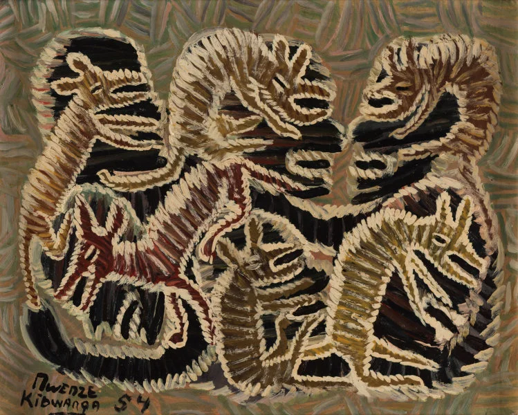 Mwenze Kibwanga Untitled (Metamorphoses) Oil on panel 39 x 48 cm Signed ‘MWENZE KIBWANGA 54’ 1954 Pierre Loos Collection Image Courtesy of Michael De Plaen