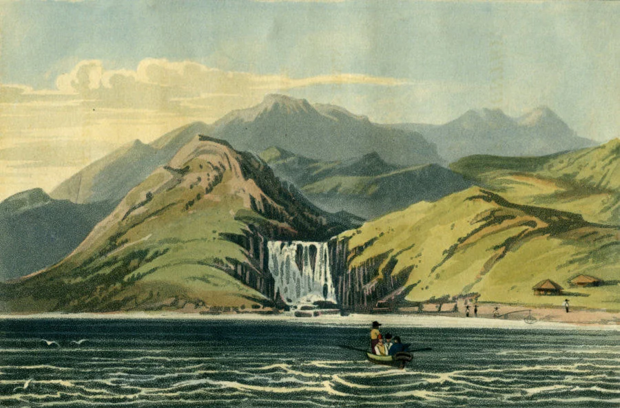 Highlighted Exhibits

Replica of Waterfall at Hong Cong (Kong) (1817) -
Over 200 years old, it is the first landscape painting portraying Hong Kong by the West

In Narrative of a Journey in the Interior of China (1818)
The original  painting  is part  of the collection of the Hong Kong Museum of Art.
Clarke Abel was the Chief Medical Officer of the Amherst’s embassy to China, and the first naturalist from the West to write about Hong Kong.

His book Narrative of a Journey in the Interior of China, and of a Voyage to and from that country, in the years 1816-1817 published in 1818, containing not only descriptions of Hong Kong’s nature, but also a colourful illustration of the waterfall in Aberdeen, which is one of the earliest Western paintings depicting Hong Kong.