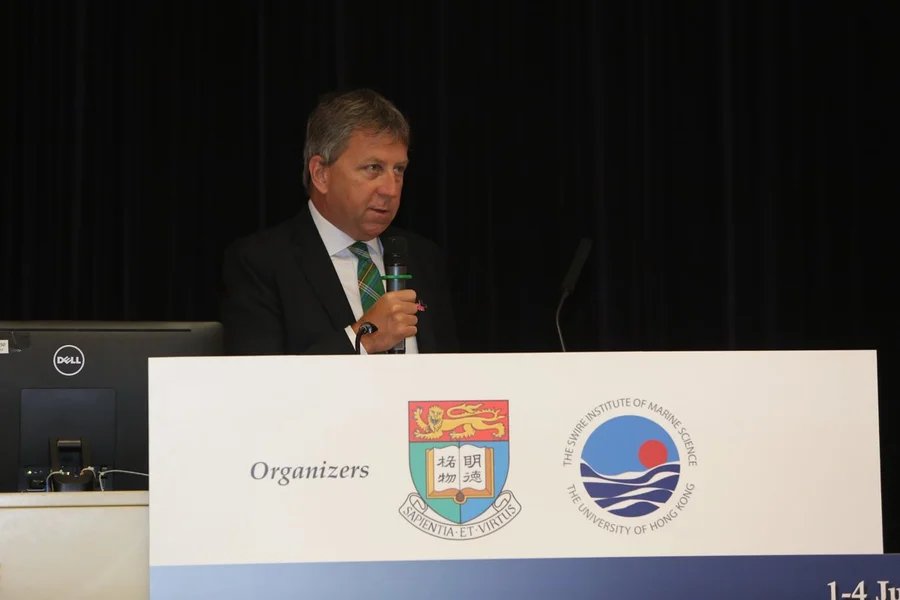 Professor Peter Mathieson, the President and Vice Chancellor of HKU, was officiating the opening ceremony.