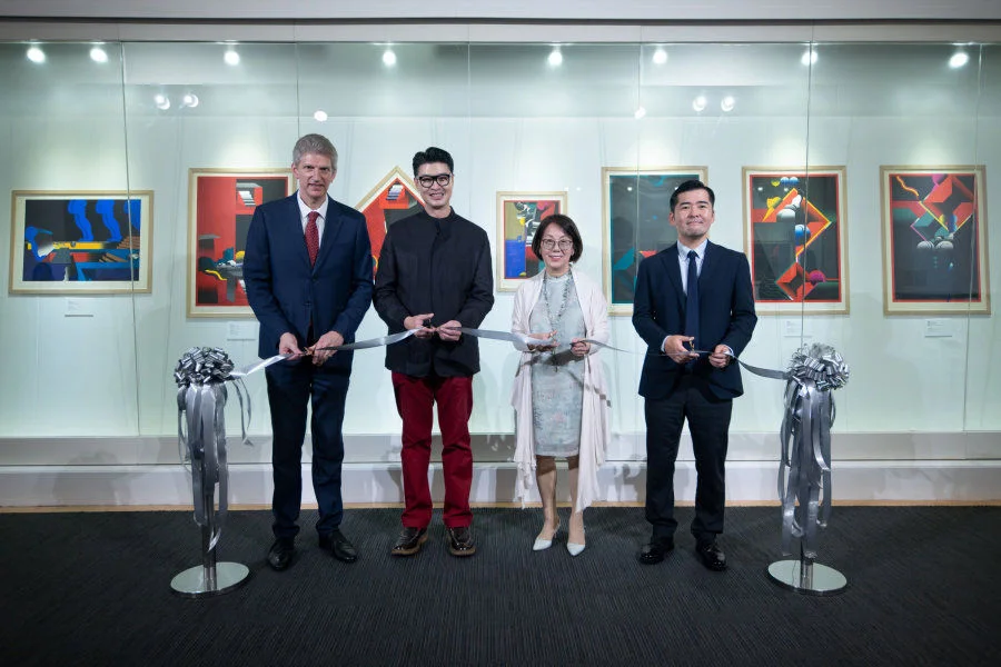 (From left) UMAG Director Dr Florian Knothe, Collector Steven Co, Chairman of HKU Museum  Society Yvonne Choi, Director of Public Relations & Cultural Affairs Division, Consulate General of Japan in Hong Kong Mr Kotatsu  Nishino. 