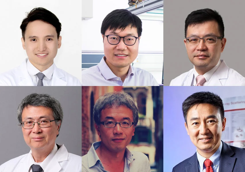 upper row from left: Dr. Ho KO (CUHK), Dr. Cheng WANG (CityU), Professor Man Fung YUEN (HKU) lower row from left: Professor Jiandong HUANG (HKU), Professor Randy Yat Choi POON (HKUST), Professor Xunli WANG (CityU)