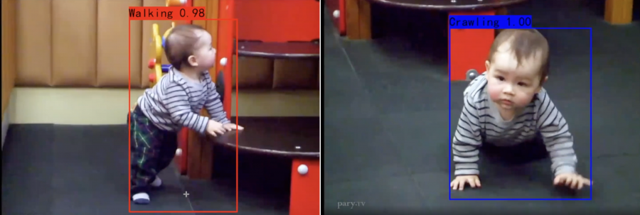 Figure 1a & 1b. Baby’s movement detection: walking & crawling.  