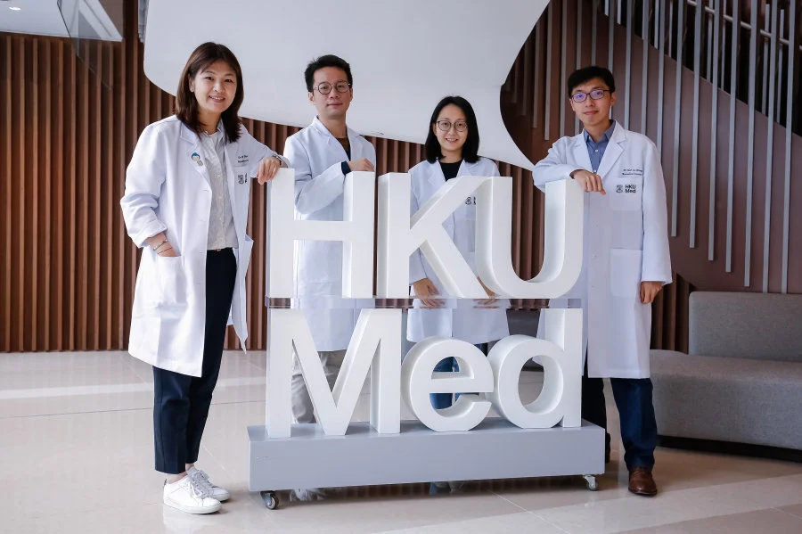 HKUMed research team identifies new drug combo for liver cancer via CRISPR-Cas9 screen. The research team includes (from left): Dr Stephanie Ma, Associate Professor; Dr Xu Feng, Post-doctoral Fellow; Dr Carol Tong Man, Research Assistant Professor and Dr Alan Wong Siu-lun, Assistant Professor, School of Biomedical Sciences, HKUMed.  