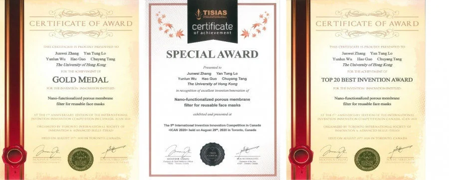 The invention won a Gold Medal, a ‘Top 20 Best Invention Award’, and a ‘Special Award by Toronto International Society of Innovation & Advanced Skills (TISIAS)’ in the 5th International Invention Innovation Competition in Canada (iCAN).  