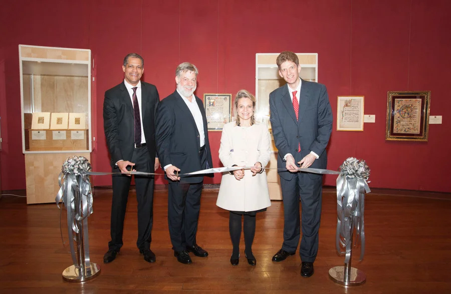(Left to Right) Dean of the Faculty of Arts of HKU Professor Derek Collins, Collector of the McCarthy Collection Mr Robert McCarthy, Consul for Culture, Education and Science of the Consulate General of France in Hong Kong and Macau Ms Anne Denis-Blanchardon, Director of UMAG Dr Florian Knothe