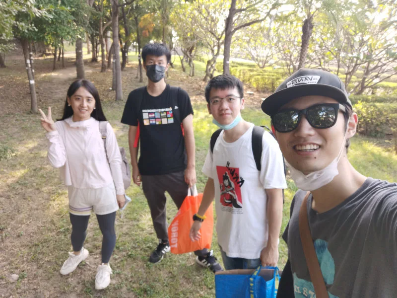 Research members shot in the experimental site.  