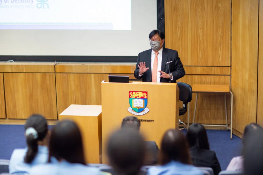 Guest of Honour, Mr Huen Wong, BBS, JP, Chairman, Board of Governors, The Prince Philip Dental Hospital delivers his speech  