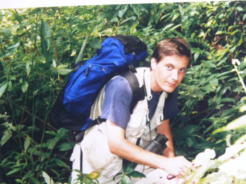 Dr John Fellowes, one of the co-authors of the study, carrying out ant inventory during the mid-1990s. (Photo credit: Kadoorie Farm & Botanic Garden)  
