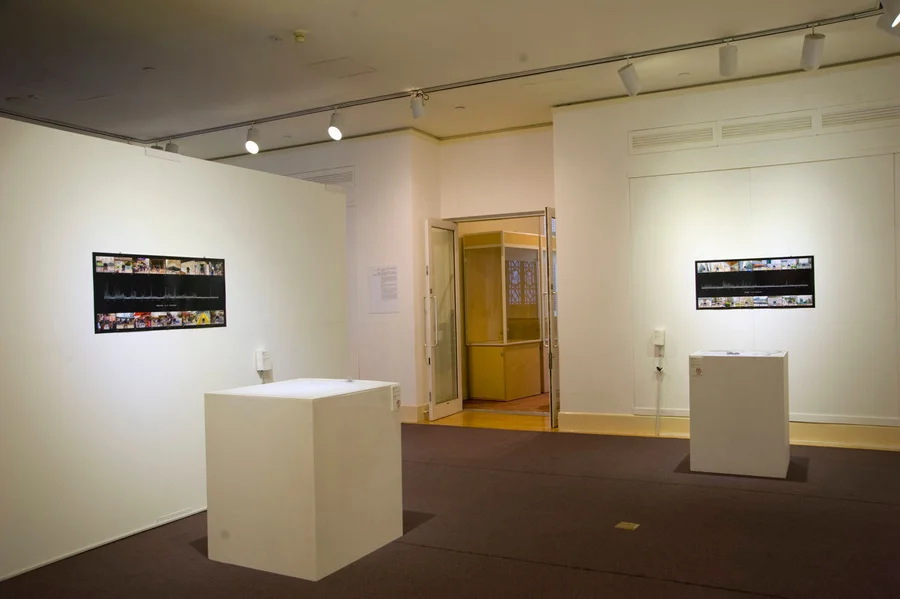 Otto Tin Lun Li Developing Soundscapes Map, Sound Tracks, Lambda prints on Paper Otto Li’s artwork display at UMAG