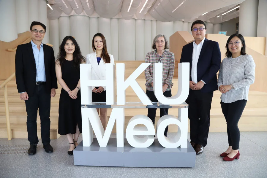Members of the research team from HKUMed include: (from left to right) Professor Ian Wong Chi-kei, Lo Shiu Kwan Kan Po Ling Professor in Pharmacy, Head of the Department of Pharmacology and Pharmacy, Director of Centre for Safe Medication Practice and Research, HKUMed, and Lead Scientist of the Laboratory of Data Discovery for Health (D24H); Dr Luo Shan, Research Assistant Professor of the School of Public Health, HKUMed; Huang Yuan, Director of Technology Transfer of Hong Kong Quantum AI Lab; Dr Mary Schooling, Honorary Associate Professor and Cluster Leader (Non-communicable Diseases in Global Health), School of Public Health, HKUMed; Dr Ryan Au Yeung Shiu-lun, Assistant Professor of the School of Public Health, HKUMed; and Dr Celine Chui Sze-ling, Assistant Professor of School of Nursing and School of Public Health, HKUMed, and Co-Principal Investigator of D24H.  