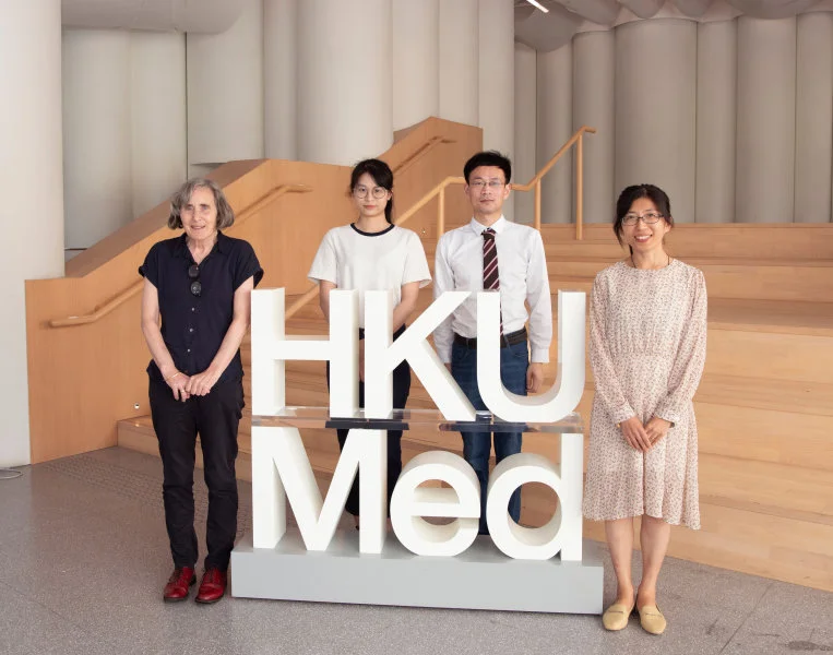 A research team from HKUMed finds high red meat consumption likely to increase the risk of cardiovascular disease and diabetes. The research team members include: (from left) Dr Mary Schooling, Huang Xin, Shi Wenming and Dr Jane Zhao Jie.  