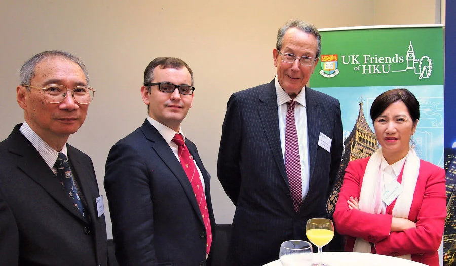 (From left to right) Dr Ronald Lo, Trustee of UK Friends of HKU and President of HKUAA UK; Mr George Payne, Chairman of UK Friends of HKU; Mr Martin Gilbert Barrow, Director of Matheson & Co Limited and Committee Member of The Hong Kong Association in UK; Ms Bernadette Tsui, Director of Development & Alumni Affairs Office and Trustee of UK Friends of HKU