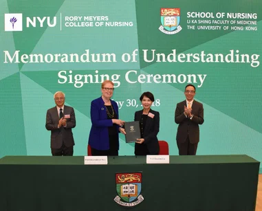 HKU School of Nursing held the 6th Serena Yang Lecture and 
Memorandum of Understanding (MoU) Signing Ceremony with 
New York University Rory Meyers College of Nursing