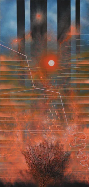 Global Warming  Mixed media on canvas H. 160 cm x W. 76 cm 2021 Collection of Brian Tilbrook