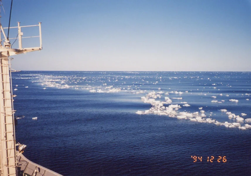 Photos of the Southern Ocean. This photo was taken during a cruise in the 1990s, during which scientists collected the sediment core that forms the basis of this study.  Photo credit: Minoru Ikehara.  