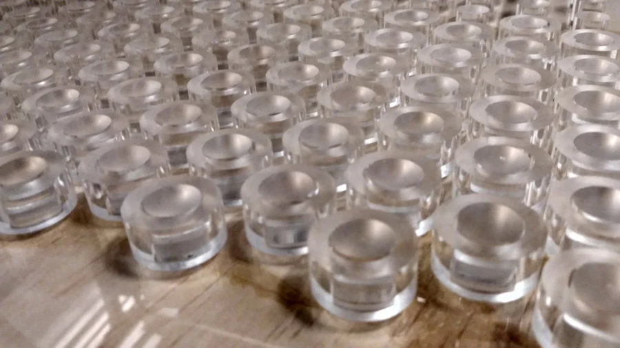 The phononic crystals are made by artificially placing the acrylic posts in the special pattern.  