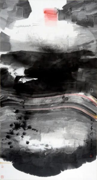 Zen LUI Shou-kwan (Lü Shou-kun, 1919–1975) 1970                                               Vertical scroll, ink and colour on paper 147.3 x 79.8 cm                               HKU.P.2002.1408 