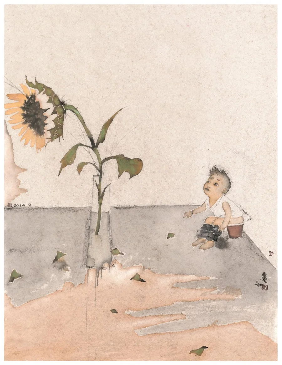 Liu Qing-he Facing the Sun Ink and wash on paper 84 ×63 cm 2014