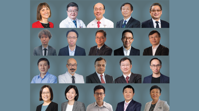 Cross-Field (top row from left) Professor Ester CERIN, Professor Zhiwei CHEN, Professor Vincent Chi-Chung CHENG, Professor Peng GONG, Professor Dong-Yan JIN, (second row from left) Dr Kin-Hang KOK, Dr Eric Ho-Yin LAU, Professor Dennis Yiu-Cheong LEUNG, Professor Gabriel Matthew LEUNG, Professor Yuguo LI, (third row from left) Professor Shunlin LIANG, Professor Tak-Wah MAK, Professor Malik PEIRIS, Professor Chuyang TANG, Professor Joseph Tsz-Kei WU, (fourth row from left) Dr Peng WU, Dr Hui-Ling YEN, Dr Cyril Chik-Yan YIP, Dr Shuofeng YUAN, Dr Anna Jinxia ZHANG