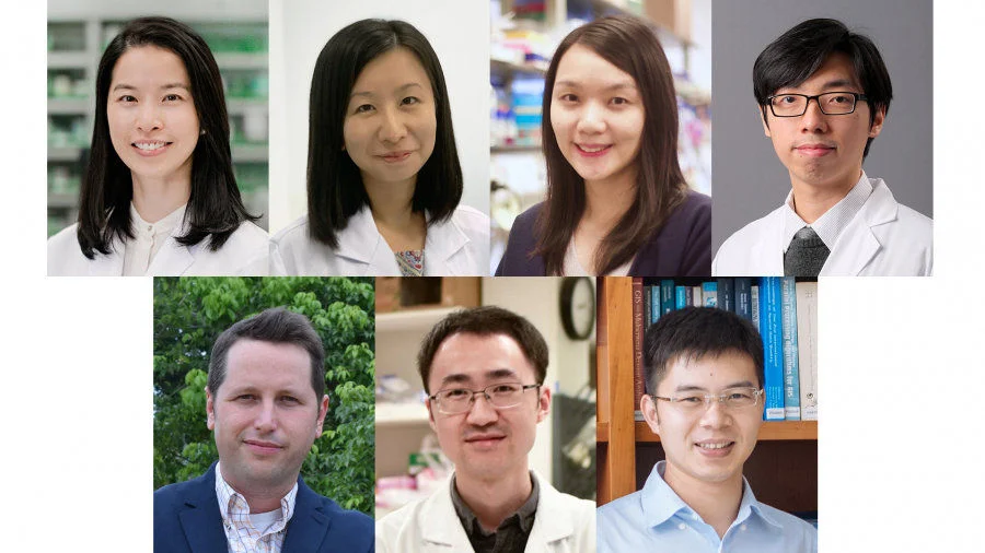 First row from left: Dr Esther Chan Wai Yin, Dr Lydia Cheung Wai Ting, Dr Carmen Wong Chak Lui, Dr Alan Wong Siu Lun Second row from left: Dr Timothy Bonebrake, Dr Wang Yufeng, Dr Zhang Hongsheng  