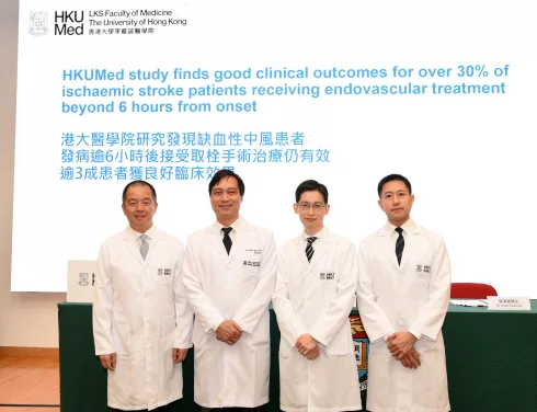 HKUMed study finds good clinical outcomes for over 30% of  ischaemic stroke patients receiving endovascular treatment  beyond six hours from onset