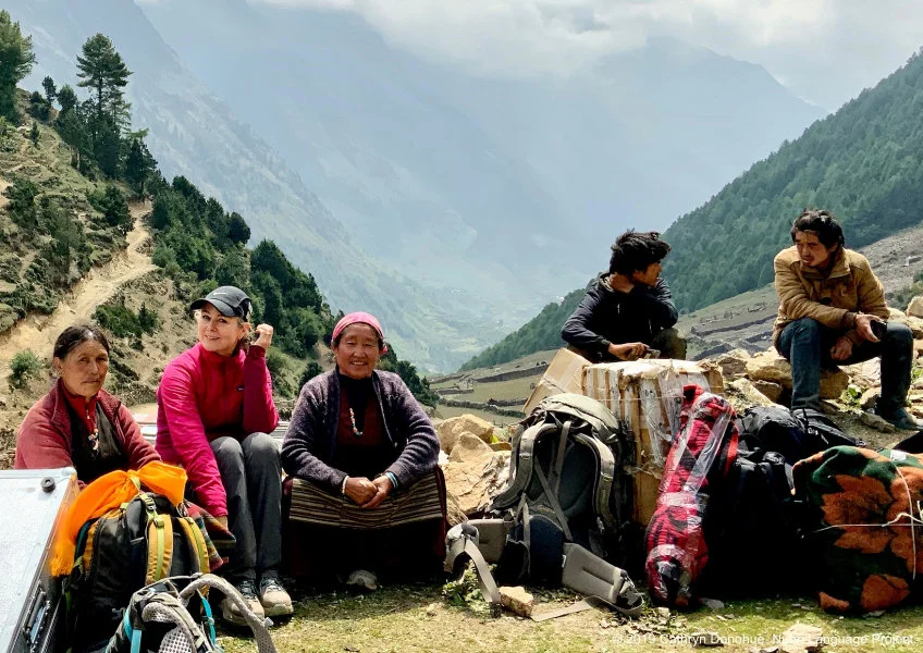 A group of villagers from Lho waiting with us as we prepared to leave.  
