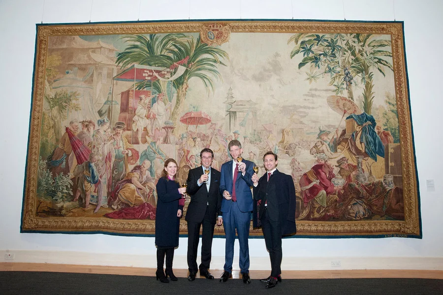 (From left) Toasting ceremony by Patron of the HKU Museum Society Dr Christina Mathieson, Chairman of the Board of Le French May Dr Andrew S. Yuen, UMAG Director Dr Florian Knothe and Chief Executive Officer of Le French May Mr Julien-Loïc Garin.