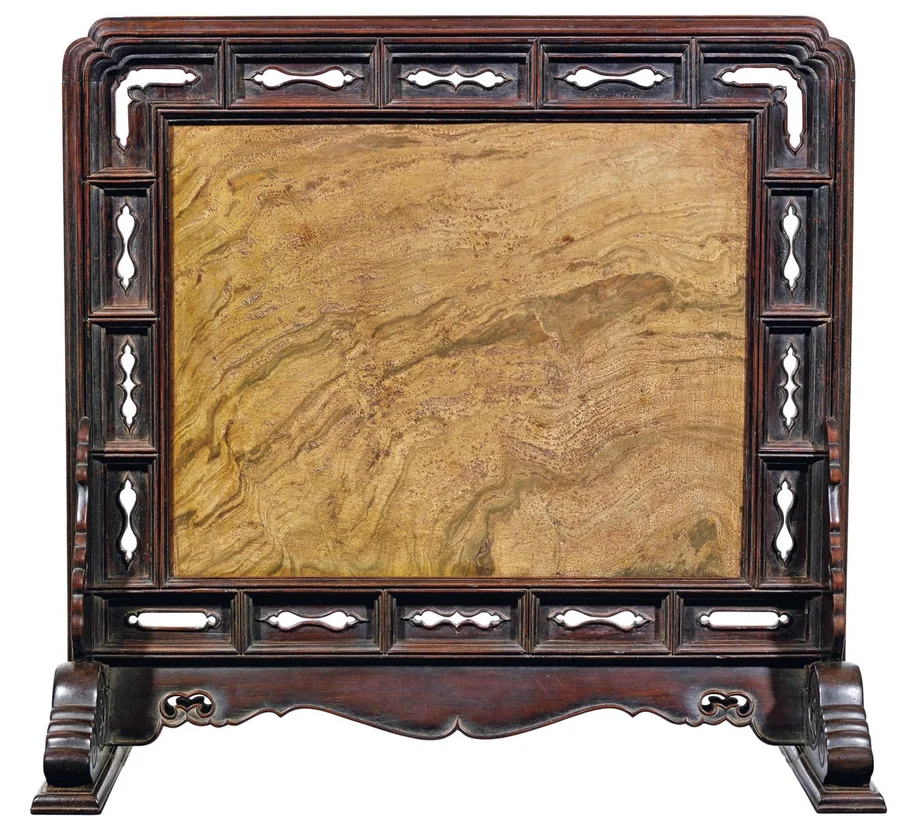 TABLE SCREEN WITH GREEN STONE PANEL