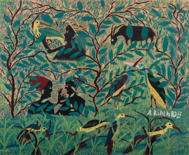 A. Kipinde Untitled (Women, Birds and Antelope) Oil on paper 46 x 56.5 cm Signed ‘A. KIPINDE’ ca. 1950 Pierre Loos Collection Image Courtesy of Michael De Plaen