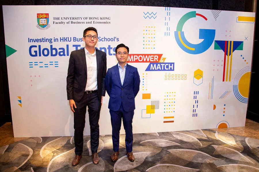 Mr. Kelton Leung (left) and Mr. Dominic Yuen (right), both final year students of HKU Business School, commented that the job fair is helpful to students in finding a job.
