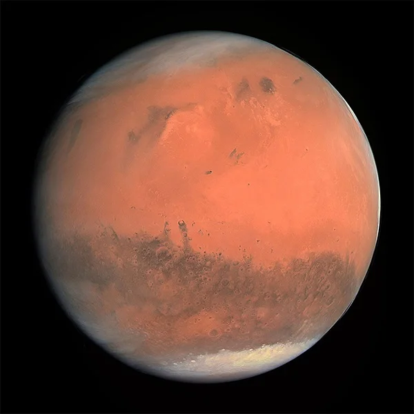 An image of Mars from the Hubble Space Telescope.