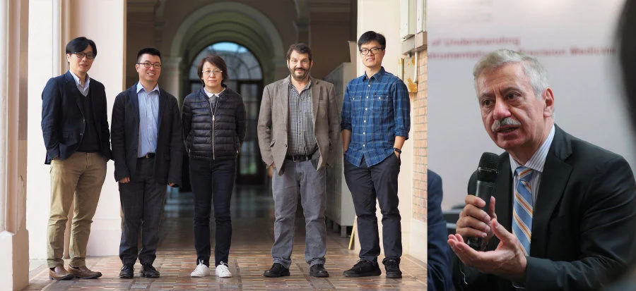 Dr Paddy Chan, Professor Anderson Shum, Professor Barbara Chan, Professor David Weitz, Professor Kenneth Wong and Dr Fawwaz Habbal of the Advanced Biomedical Instrumentation Centre.  