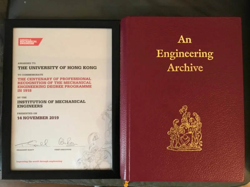A commemorating certificate and  “An Engineering Archive” by IMechE about the historical engineering works.