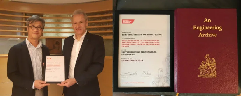 Centenary recognition of HKU Mechanical Engineering degree by IMechE