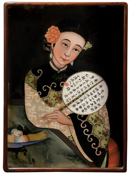 Seated woman with fan China Late Qing Dynasty 684 x 482 mm (with frame) HKU.P.2020.2495 Image Courtesy of the University Museum and Art Gallery, HKU