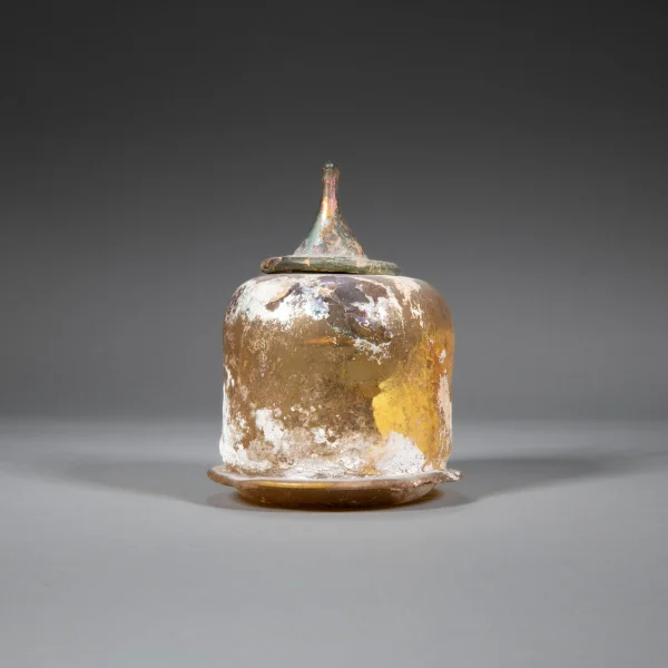 Lidded container Blown and tooled glass China (Tang dynasty (618–906) or Liao dynasty (907–1125)) Gift of Songyin Ge Collection HKU.M.2022.2616